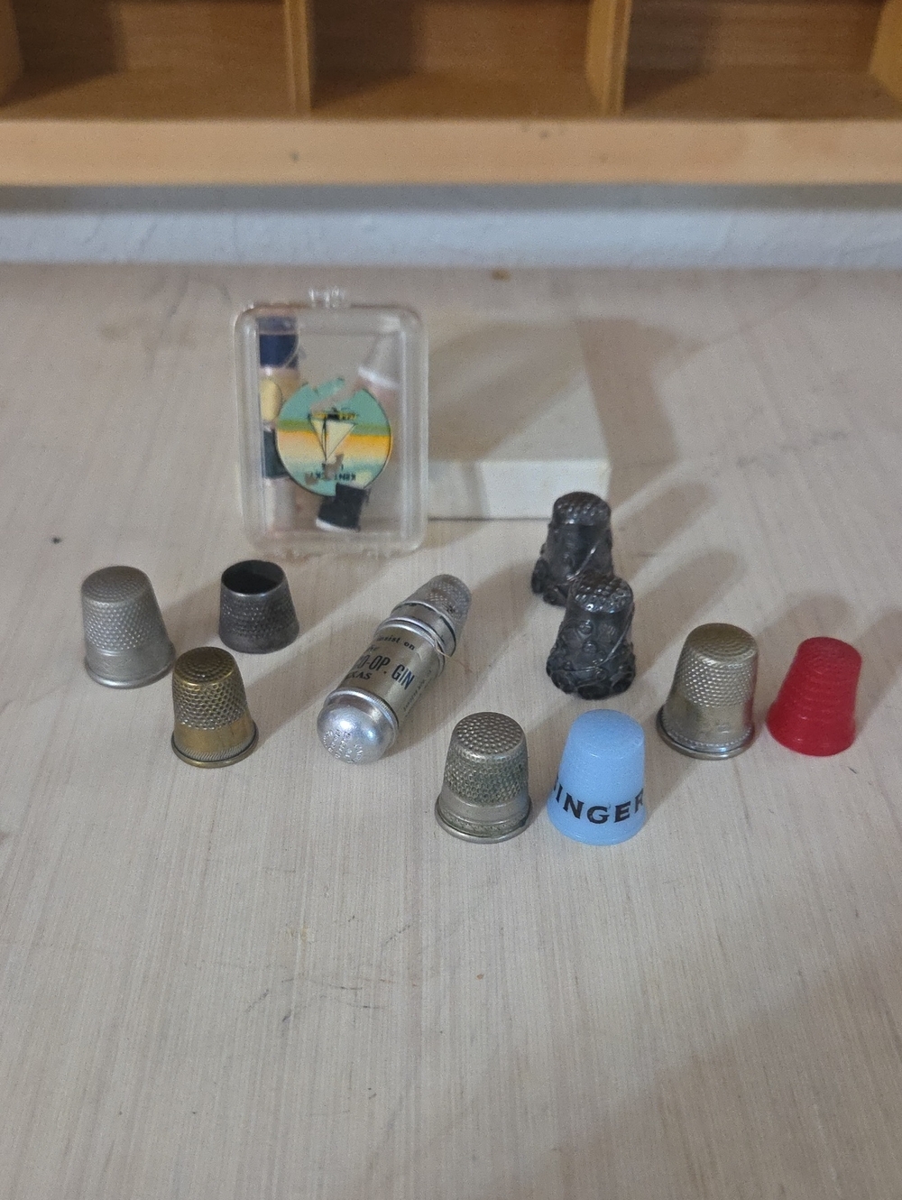 Vintage Assorted Sewing Thimbles - Blue, Red, Silver, Gold, Black